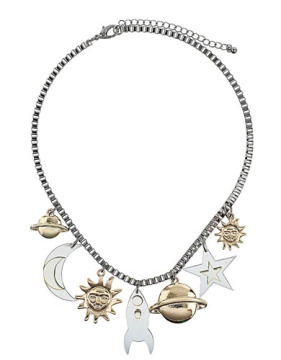 Moon sun earth pendant necklace with star