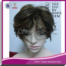 Short synthetic hair wigs , ombre color wig , machine made wigs caps