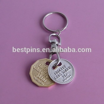 Canadian trolley cart two token coins keychain
