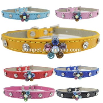 Rhinestone Plum Blossom Metal Jewelry Pet Collars for Dogs and Cats