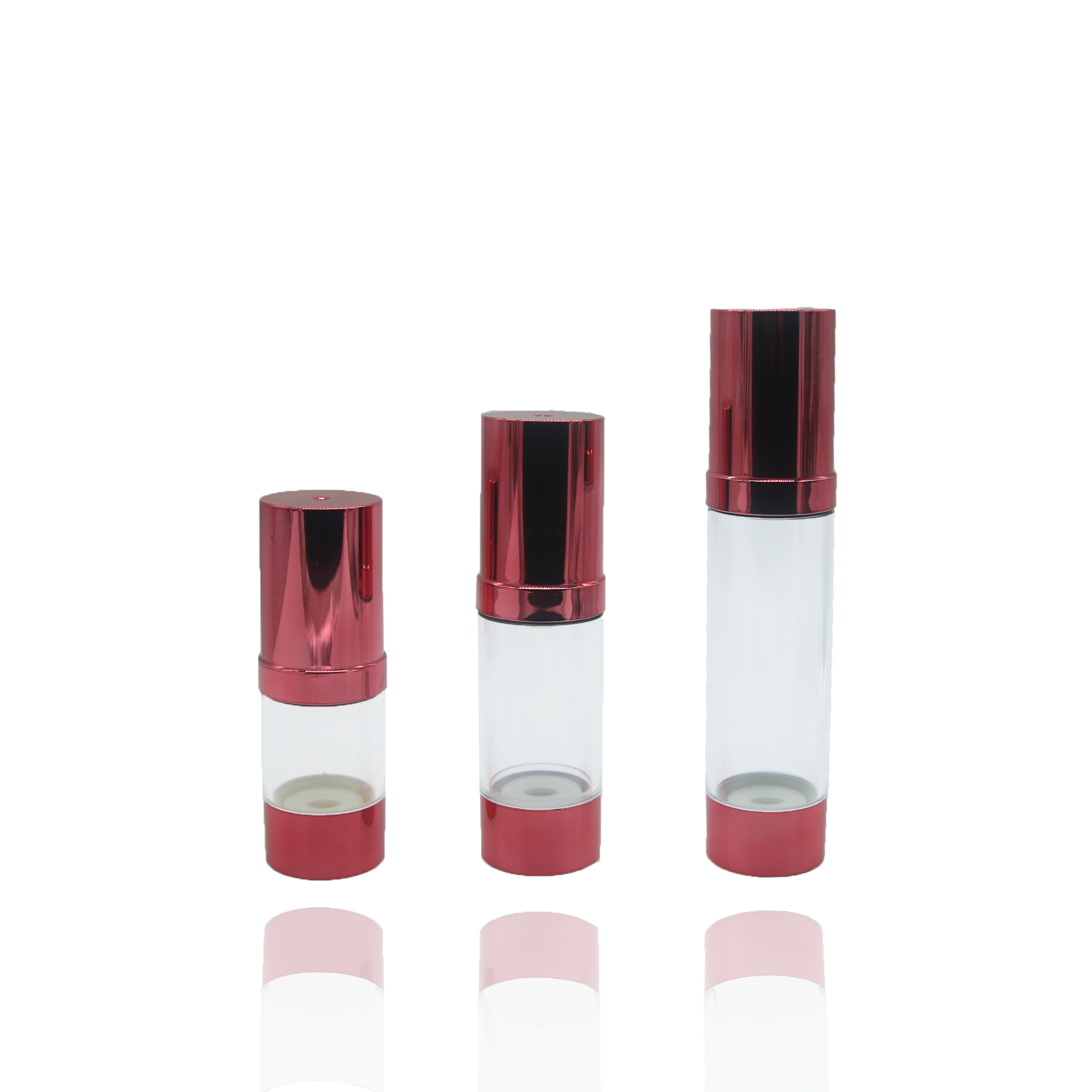 cosmetische rode transparante plastic pompspray airless fles