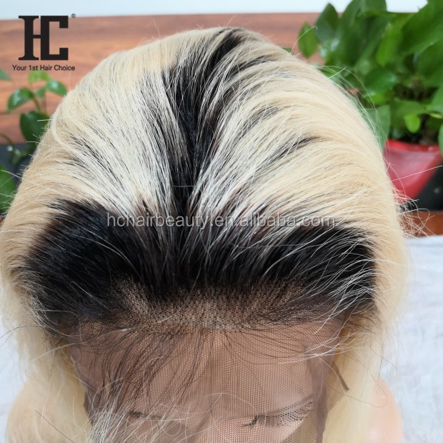 Dark Root Ombre T1B/#613  Lace Front Wig Brazilian Remy Straight Ombre Blonde Wigs Lace Front Human Hair Wigs Pre Plucked