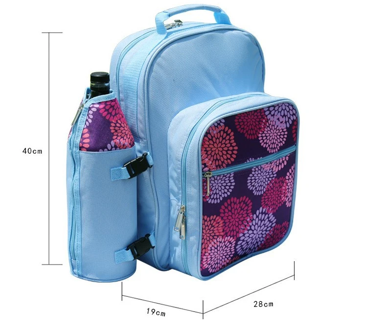 Picnic Backpack Bag for 2 Person with Cooler Bag Compartment Detachable Bottle/Wine Holder with Fleece Blanket