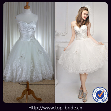 S623 Real Romantic Hand Beadings Lace Short Dress Simple