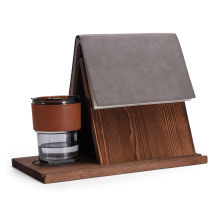 Dark Brown Triangle Wood Book Rest & Cup Holder