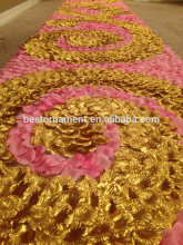 Pink & Gold Silk Rose Petal Swirl Aisle Runner