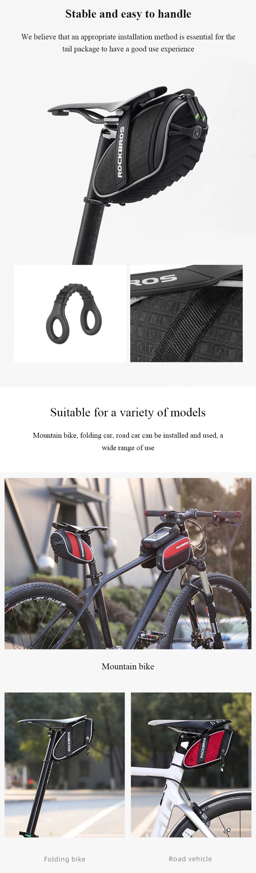 High Quality Outdoor Bicycle Clip-on Expandable Saddle Bag