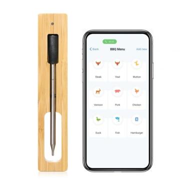 thermomètre numérique pour barbecue thermomètres à viande sans fil à dents bleues 6 sondes avec chargeur de base en bois