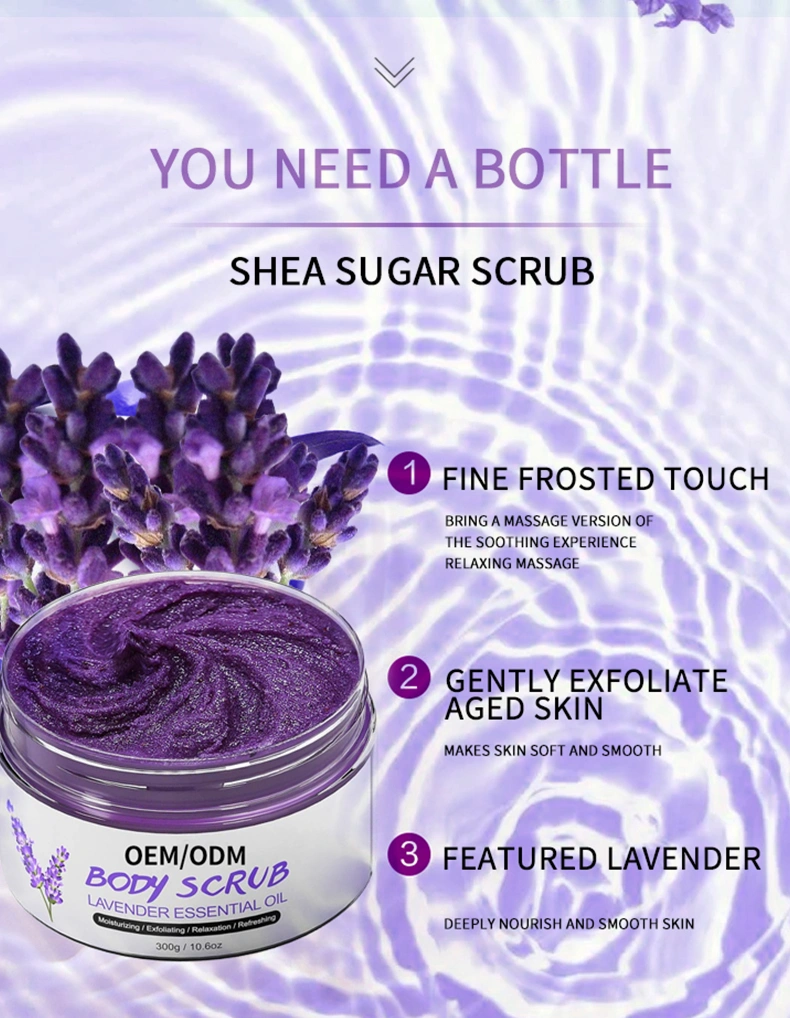 Private label Lavender Body Scrub Wholesale Vitamin C Whitening Moisturizing Exfoliating Body Scrub