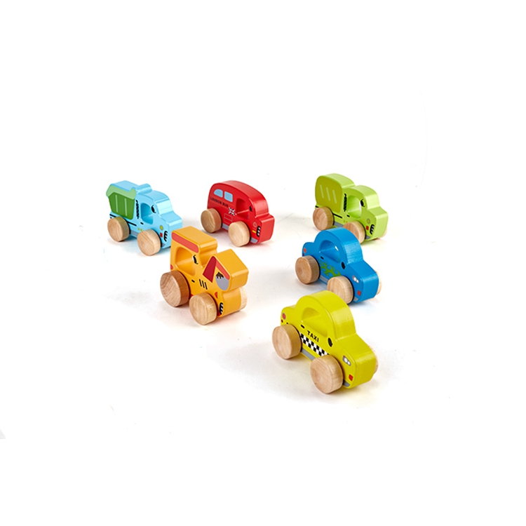 Kids Playing Custom Mini Taxis Racing Car Wooden Toy