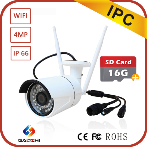 China CCTV manufacturer 4mp onvif p2p WIFI Bullet IP wireless outdoor security camera sd card