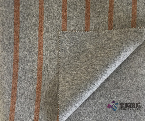 Bothe Sides of Brown Stripe 100% Wool Fabric