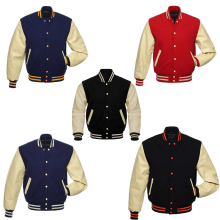 Hot Selling Custom Casual Wool-Leather Letterman Bomber Jacket