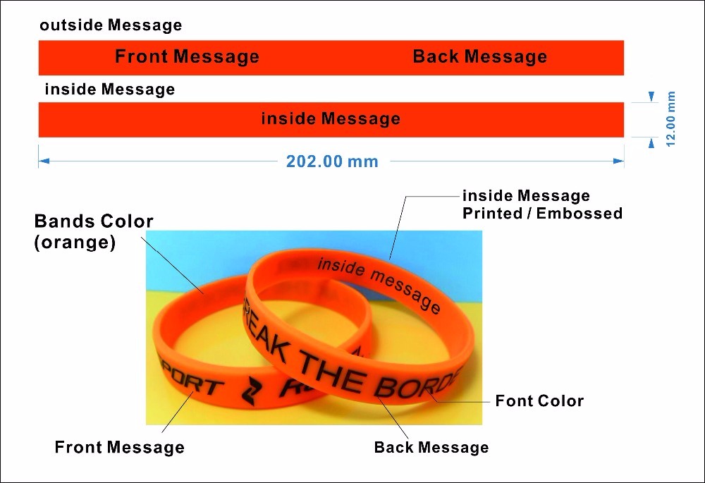 Blank Glow in the dark Silicone Wristbands , Glowing bracelet in stock