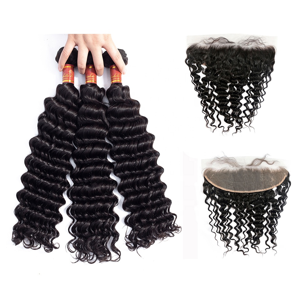 Unprocessed Raw Indian Human Hair Cuticle Aligned Deep Wave Bundles High Quality Double Drawn Virgin Hair Vendors