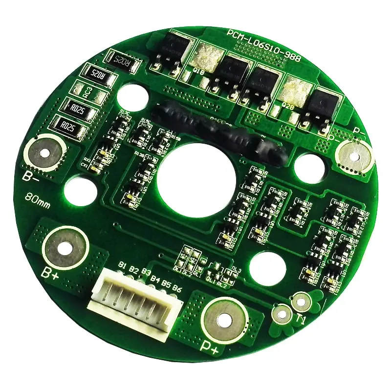 4s~6s 10A Circular PCM BMS for 21.6V 22.2V Li-ion/Lithium/ Li-Polymer 18V 19.2V LiFePO4 Battery Pack Size Φ 80mm (PCM-L06S10-988)