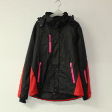 Black/Red Seam Taped Waterproof Padded Polyester Pongee Jacket with for Adult