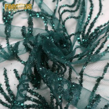 Luxury Design Malaysia Mesh Sequence Beads and Shiny Sequins Embroidery Lace Fabric for Evening Dress