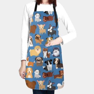 Cute Dogs Pattern Unisex Adjustable Waterproof Apron