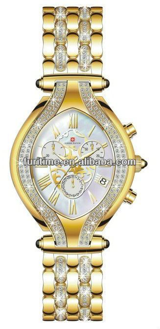 golden watch with diamond luxury women watch charming watch for lady