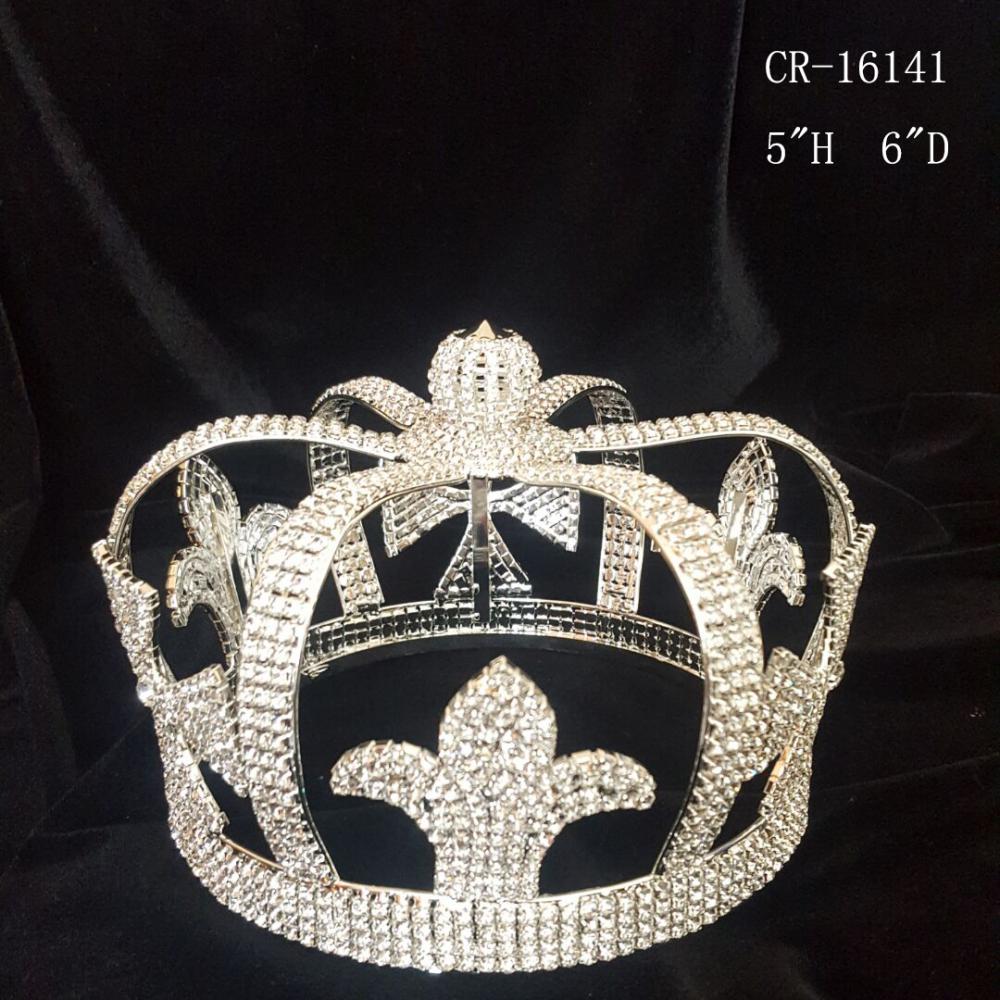 Fashion full round pageant crowns for king