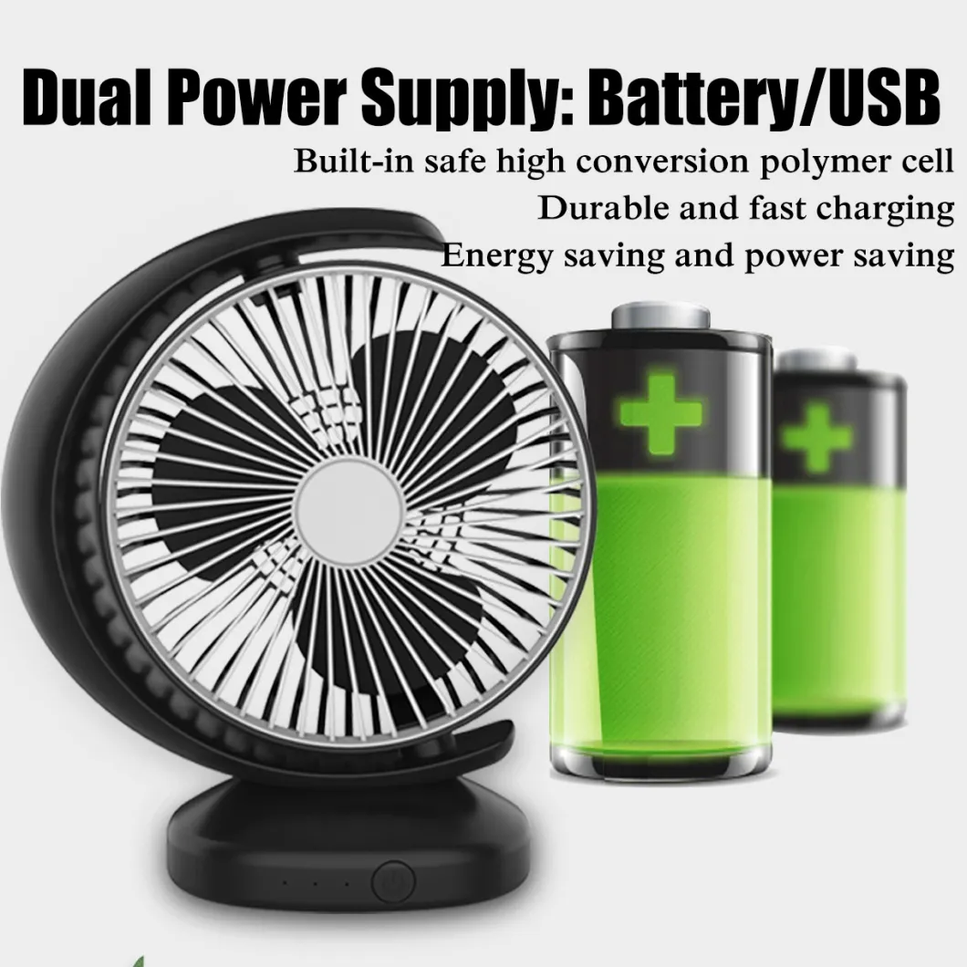 Rotating Plastic USB Rechargeable Table Desk Fan