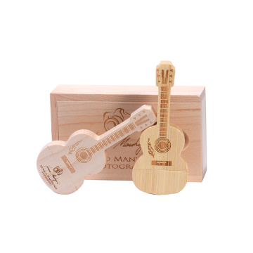 Unidad flash USB en forma de guitarra de madera