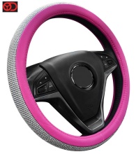 Shiny Rhinestone Steering Wheel Cover - Universal Diamond Plush Accessory for Ladies