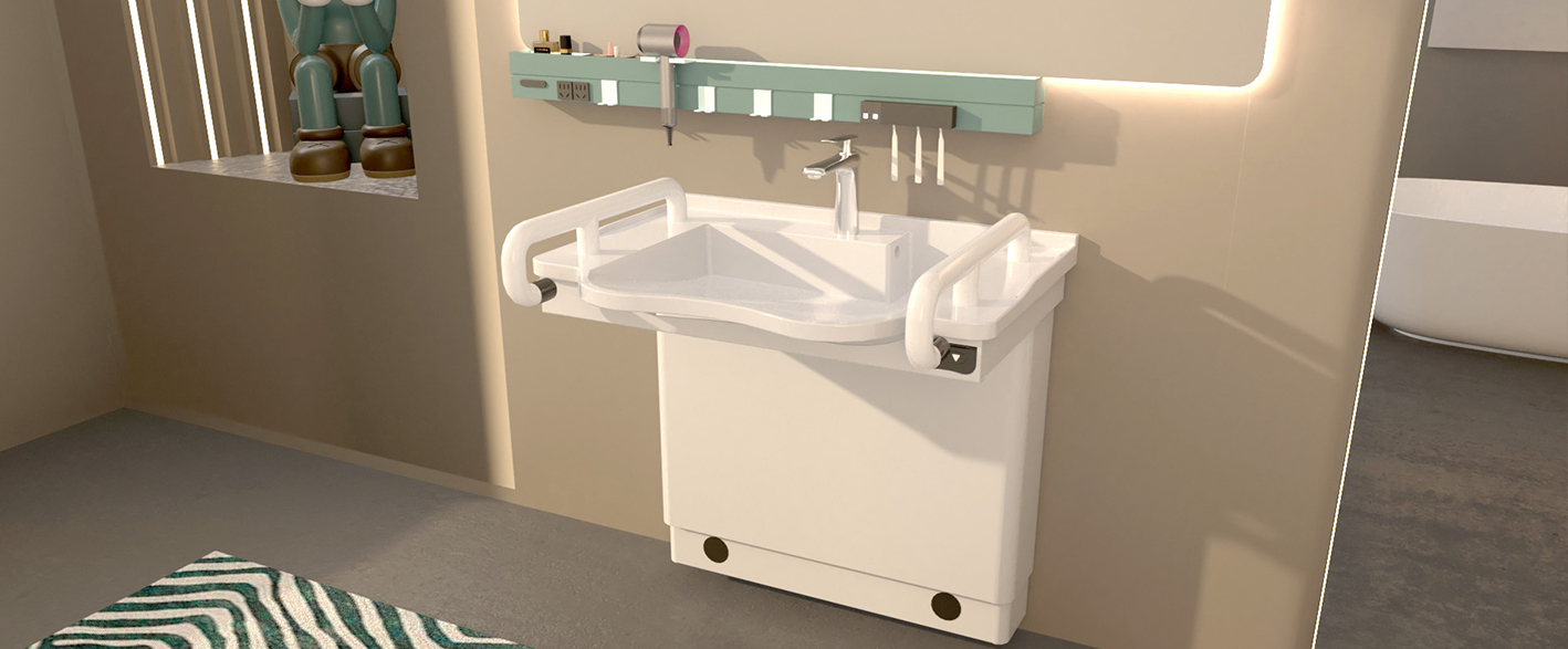 electric height adjustable lift wash basin
