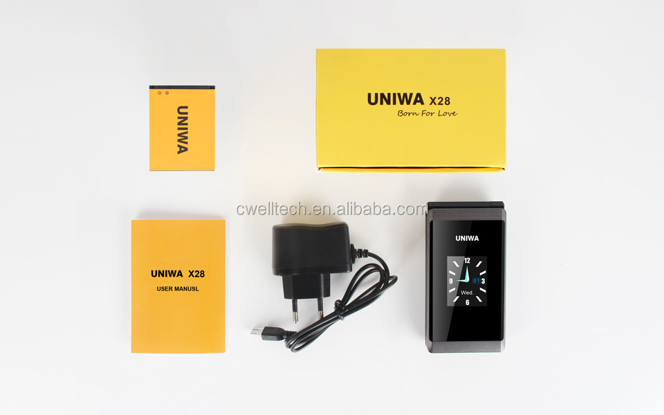 UNIWA X28 Dual Screen Dual SIM Wireless radio SOS Function Big battery folding mobile phone