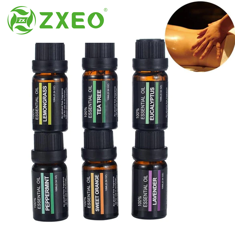 10ml Private Label Gift Set 100% Pure Essential Oil Set Lavender Tea Tree Peppermint Clove Diffuser Essential Oil