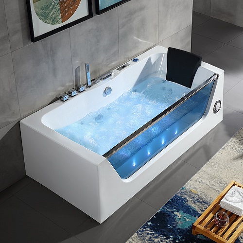 Freestanding Whirlpool Massage Tempered Glass Bathtub