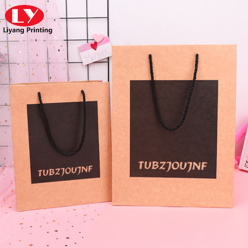 Foldable handle kraft paper bag with printed