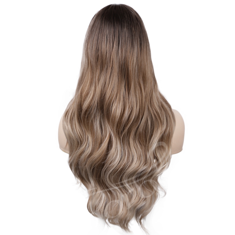 Vigorous Cheap U part Lace 100% Swiss Lace Front Ombre Wig Synthetic Hair Long Wavy Lace Frontal Colored Wigs For Black Women
