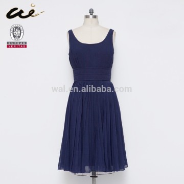 Pleating navy summer dress