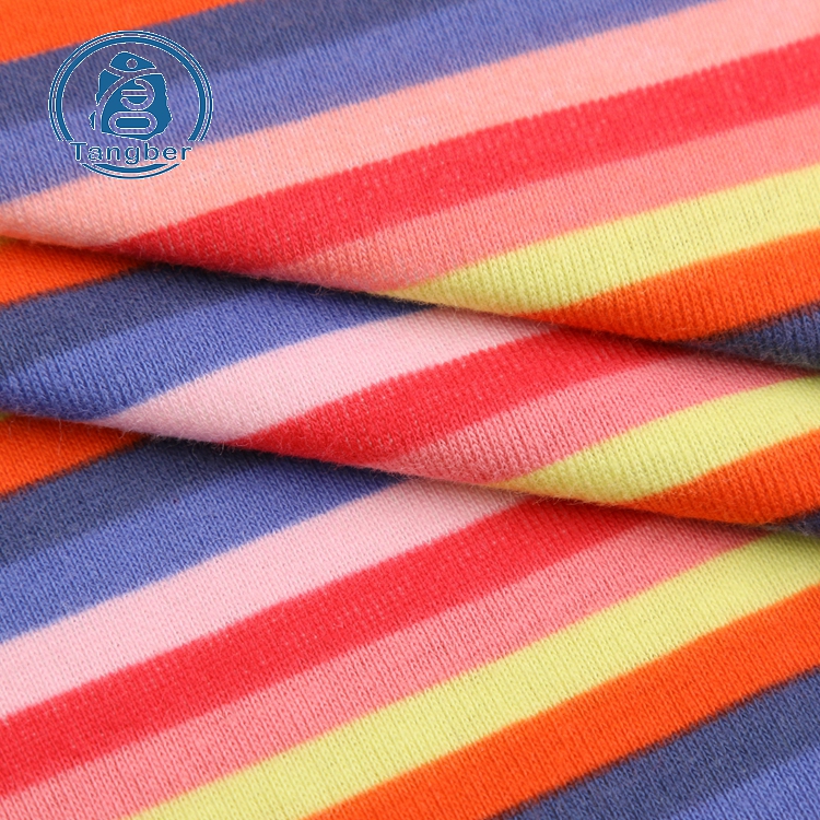 Fancy design cheap price china yarn dyed stretch cotton stripe jersey knit fabric