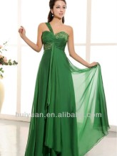 Newest One Shoulder Chiffon Emerald Green Bridesmaid Dresses
