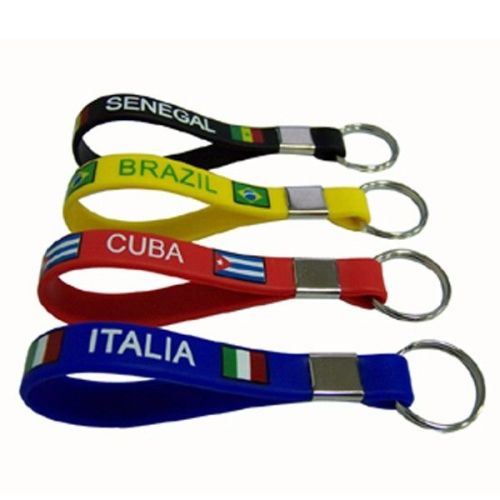 Logo Embossing Silicone Pendants Custom Silicone Keychains With Wristbands