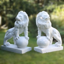 Hand carved stone outdoor animal white marble lion statues for sale
