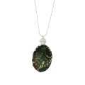 Natural Gemstone Agate Necklace with Silver Chain