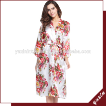 hotel bathrobe satin long floral robe bathrobe Custom made women robe FRL007