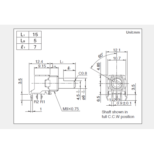 Potencjometr obrotowy serii Rk09l