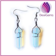 Fashion point opal stone hook earring
