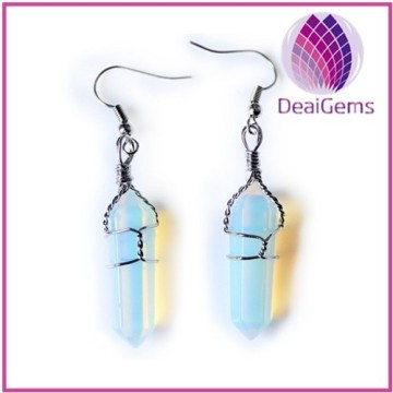 Fashion point opal stone hook earring
