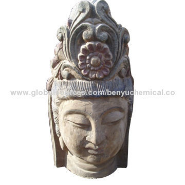 Archaistic Wood Carving Portrait for Garden and AquariumNew