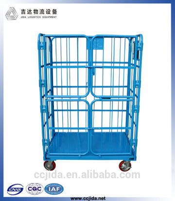 Collapsible wheeled metal storage cages with 4 wheels