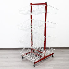 Supermarket Double Sided Shelf with Hanging Basket