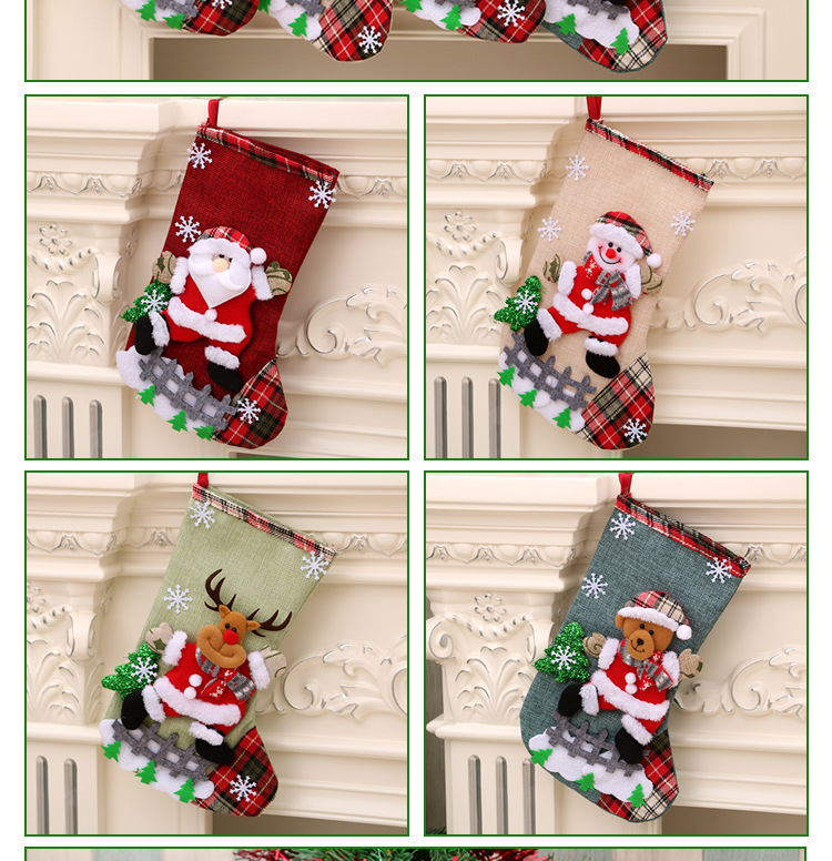 Hot Christmas Gift Christmas Stocking Sock Santa Claus Xmas Tree Hanging Decor Christmas Stockings Candy Gift Bag Navidad