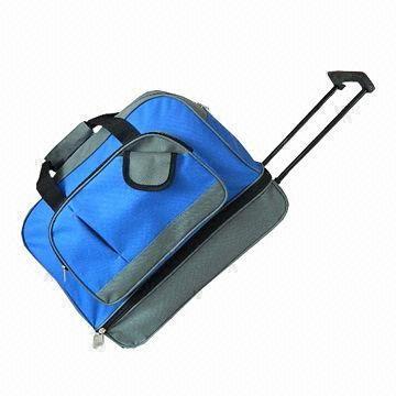 Trolley bag, 600D polyester, large compartment closed by double zipper puller