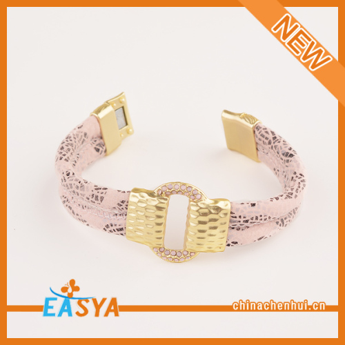 Magnet buatan tangan gesper emas Gelang Multilayer Fashion desain kulit gelang